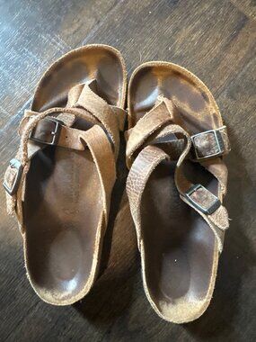 Birkenstock Temara Sandals Rustic Brown Leather Sz 37